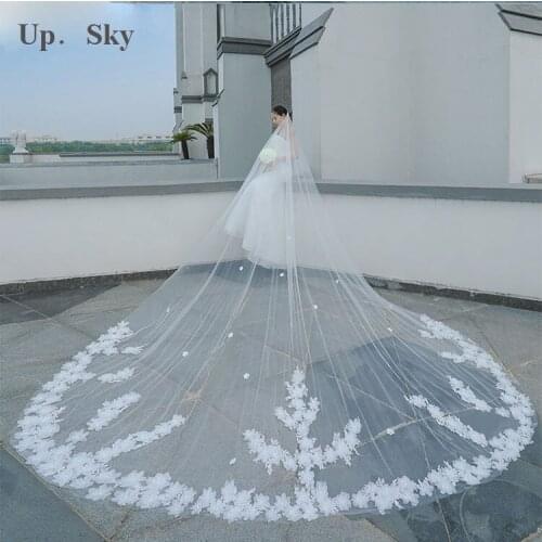 5 Meters Full Edge with Lace Bling Sequins Two Layers Long Wedding Veil with Comb White Ivory Bridal Veil 2019