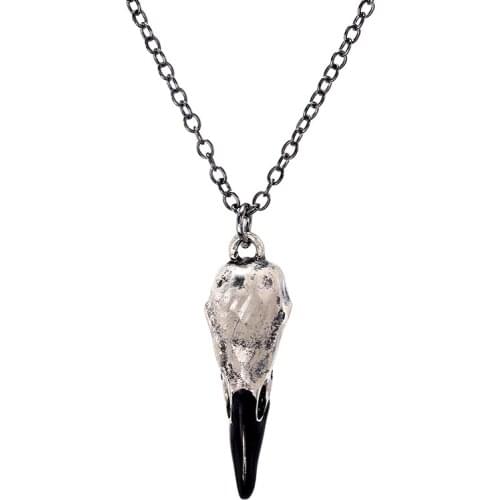 Vintage Metal Raven Head Skull Necklace Pendant for Men Women Gothic Style Motorcycle Party Steampunk Necklace Jewelry