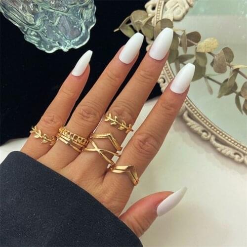 Ring personality moon cross simple little ring trend leaf 7-piece set combination ring