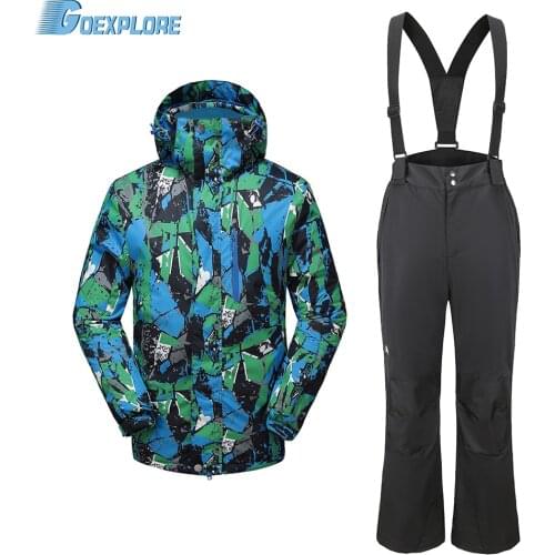 Goexplore Snowboard Suit male skiing sets waterproof windproof -30 ski sets jackets and pants for men warm outdoor snow clothes