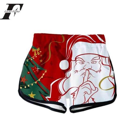 Kpop Western traditional festival Merry Christmas Santa Claus print Summer Women Casual Cute girl Hot Sale Sexy Shorts Clothes