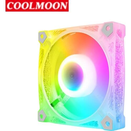 COOLMOON PC Case Fan 120mm 12V 6Pin Quiet RGB LED Desktop Computer Cooler