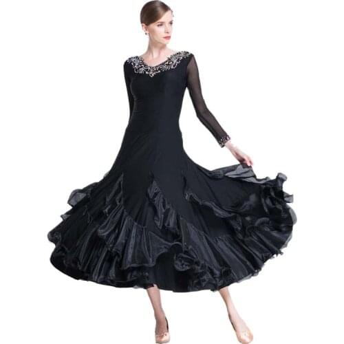 M-1861 Festival Women Black Ballroom Smooth Practice Dress Waltz Standard Ballroom Dance Competition Dresses For Sale