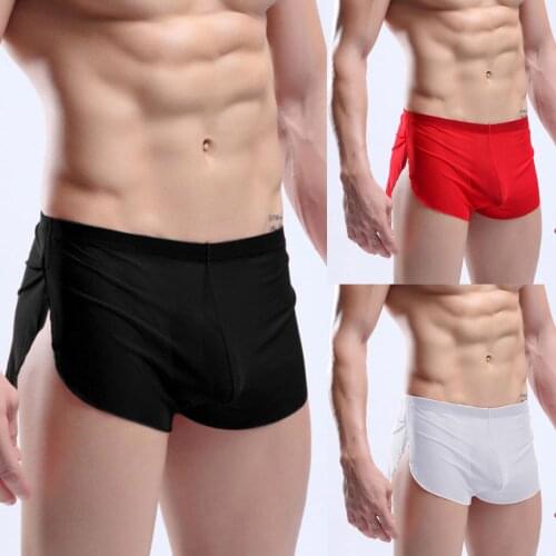 2021 Mens Underwear Sexy Pants Round Three-point Pants Home Silky Mens Shorts intimo uomo sexy hot Design sense split boxer T3