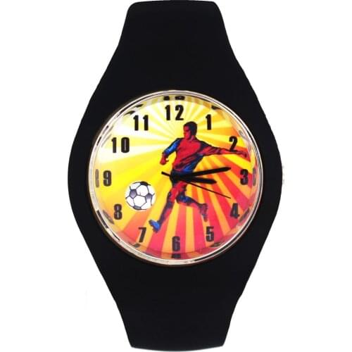 Play Football Soccer Ball Pattern Women Men Fashion Silicone Band Sport Quartz Wrist Watch