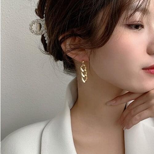 New Fashion Gothic Cuban Chain Stud Earrings For Women Men Punk Hip Hop Link Drop Earrings Party Femme Jewelry Accessories Gifts