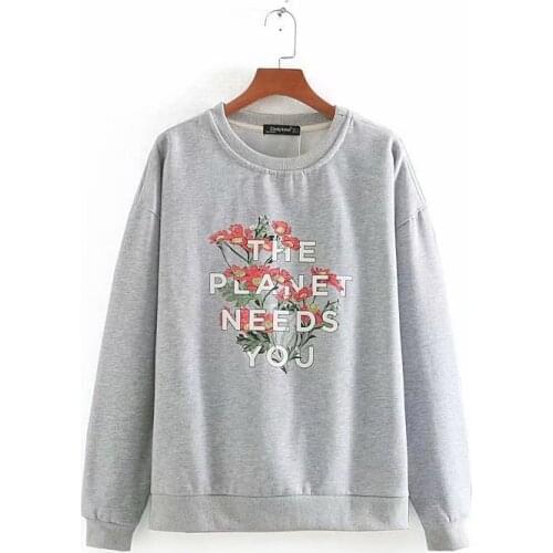 2020 Spring autumn New Digital floral Print grey Motion zaraing women Sweatshirt vadiming sheining female Pullover Shirt DFP8622