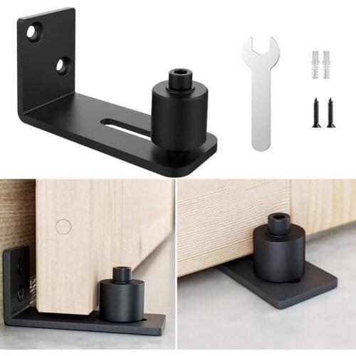 Black New Sliding Barn Door Bottom Adjustable Floor Ail Floor Guide Roller Locker Home Hardware Accessories