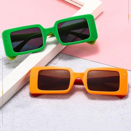 Vintage Small Square Rivet Sunglasses For Women New Fashion Gradient Candy Color Orange Green Sun Glasses Female Uv400 Shades