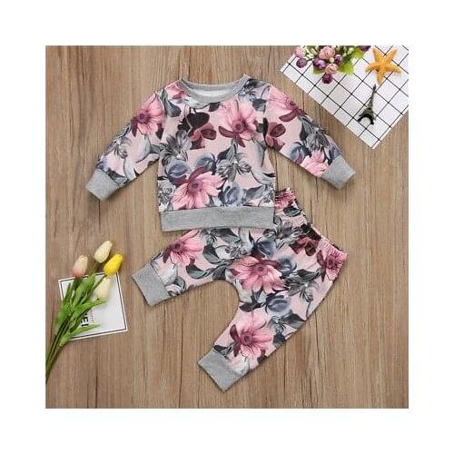 PUDCOCO Newborn Baby Girls Clothes Coat T-shirt Tops+Floral Pants Leggings Outfits Set Support wholesale
