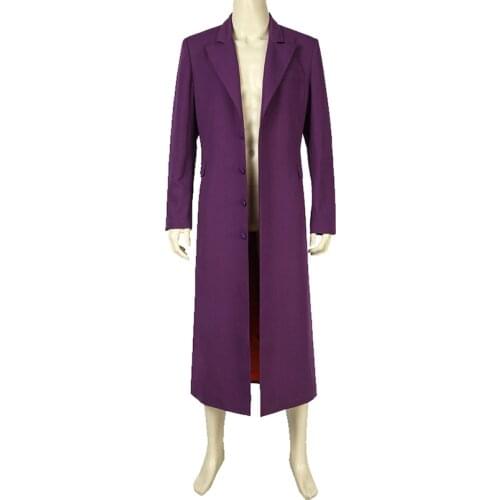 Adults Halloween Cosplay Arthur Overcoat Joker Dark Knight Purple Jacket Coat Costume Joker Outer Wear