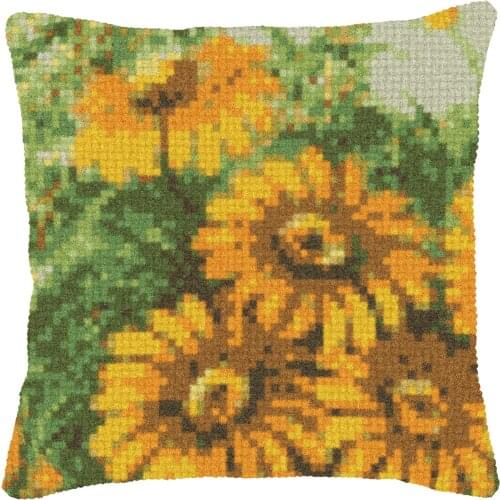 Sunflower DIY Latch Hook Rug Kit 3D Segment Embroidery Pillow Wool Cross Stitch Carpet Set Crafts