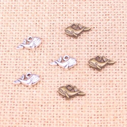25pcs Charms double sided whale Antique Silver Plated Pendants Fit Jewelry Making Findings Accessories 15*10mm