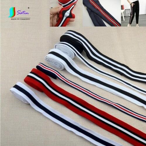Casual Sportswear,Bag Curtain Edge Decoration Material Knitting Stripe Style Red/white/blue/black Webbing Lace 4Meters S0349L