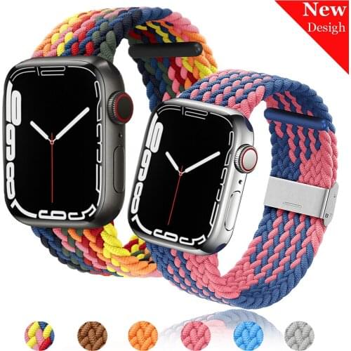 Braided Solo Loop for apple watch SE 6 5 4 3 2 band 44mm 42mm 40mm 38mm Adjustable Stretchable Elastics strap for iwatch correa