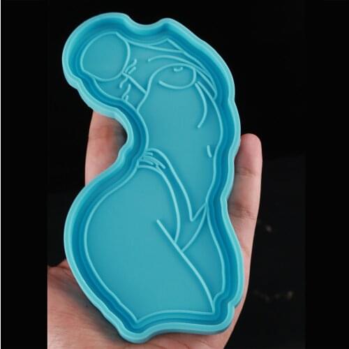 Sexy Woman Silicone Coaster Plate Tray Mirror Crystal Epoxy Resin Mold for DIY Crystal Epoxy Resin Mold