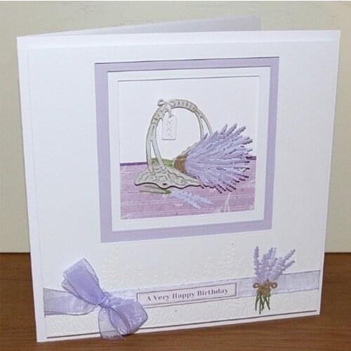 Lavender Flowers Bouquet Wreath Metal Cutting Dies Silver Stencil For Scrapbooking Ablum Paper Card Craft Decoration