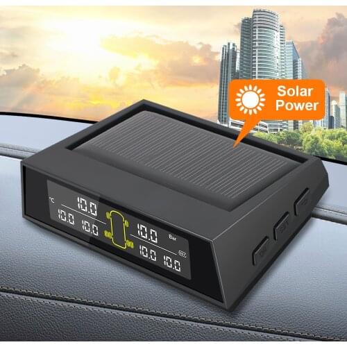 LCD Color Screen Car Solar Power TPMS 6Pcs/set Tire Pressure Monitoring System External Sensor Monitoring Tire Pressure Range