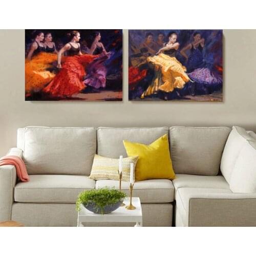 Modern portrait canvas paintings figurative art scenery samba performance power and elegance two panels imagich