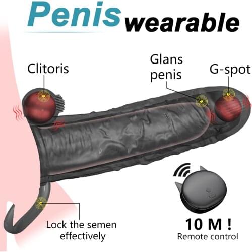 Vibrating Resuable Condoms Penis Extender Enlargement Penis Sleeve Condom Clitoris Stimulator Big Dildo Vibrator Sex Toys