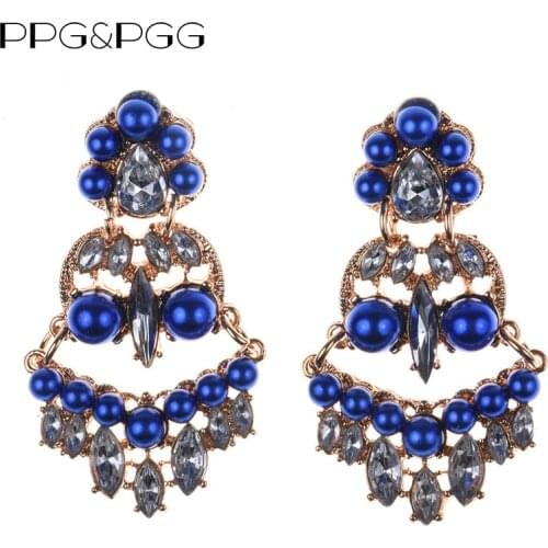 PPG&PGG Vintage Charm Simulated Pearls Earrings For Women Hot Sale Luxury Bijoux Bohemian Fashion Statement Earrings