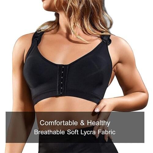 Womens Post-Surgery Front Closure Brassiere Sports Bra