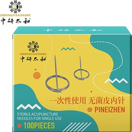 ZHONGYAN TAIHE 100pcs/box Sterile Acupuncture Needle for Single Use Intradermal Press Needle Disposable Embedded Skin Needle