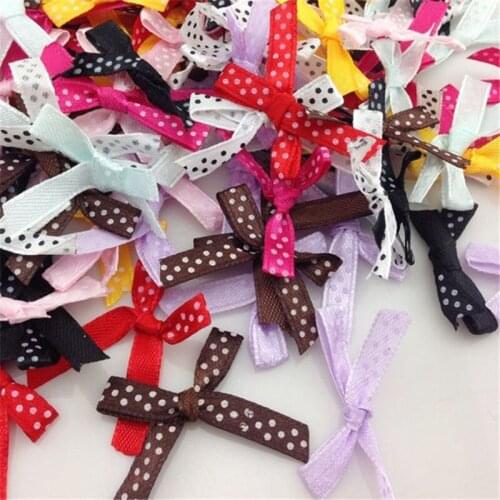 100pcs Mini Dots Satin Ribbon Flowers Bows Gift Craft Wedding Decoration E242