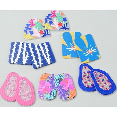 2PCS/lot Impressionism Painting Jewelry Accessories Hand Made Earrings Connectors DIY Pendant Jewelry Findings Components Charms