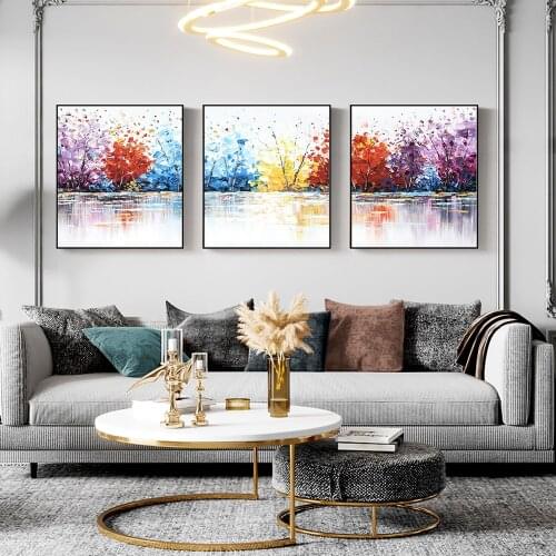 3 Panels Abstract Colorful Oil Paintings Print On Canvas Posters And Prints Landscape Wall Art Pictures Home Wall Decor No Frame