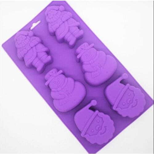6 Santa Claus Snowman Silicone Mould Handmade Soap Mould, Soap Mould, Chocolate Mould Cake Decorative Mould