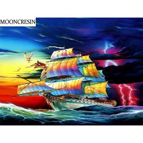 Diy Diamond Embroidery Sailboat 5D Diamond Painting Full Square Rhinestone Painting Cross Stitch Mosaic Stickers Decoration Home