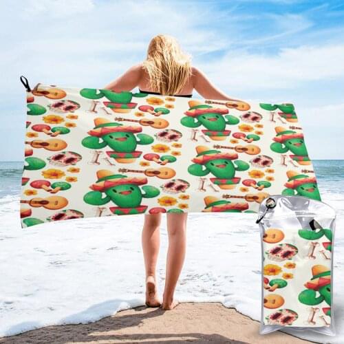 Quick Drying Pocket Towel Dia De Muertos Cactus Portable Water Absorbent Towel No Pilling Sports Bath Towel