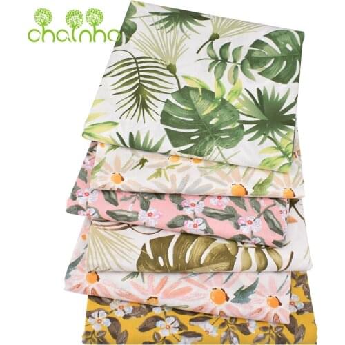 Chainho,Printed Twill Cotton Fabric,DIY Sewing Quilting Material For Baby&Childrens Bed Clothes,Shirts,Skirts,Petals & Leaves