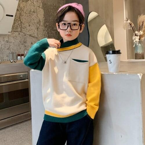 Boys Sweater Kids Outwear Tops 2021 Cartoon Fleece Thicken Warm Winter Autumn Knitting Pullover Children Clothing