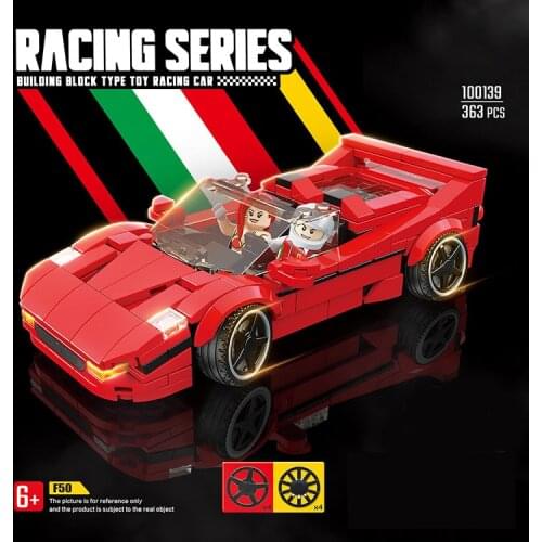 City mini vehicle Italia horse logo racing Roadster building block racer figure Ferra F40 super sport car brick educational toy