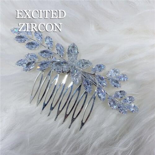 Elegant hair comb for exquisite brides in luxury weddings zircon rhinestone ladies Hairpins Bridal headdress hair accessories