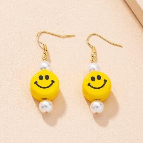 Good Times Earring Cute and Fun Smile Earrings Face Pearl Earrings Female Korean Ins Retro Earrings for Women Gift
