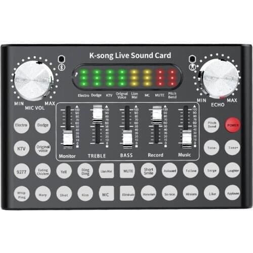 Kuulee DC5V 1A K-Song Studio Audio Mixer Microphone Webcast Entertainment Streamer Live Sound Card for Phone Computer PC