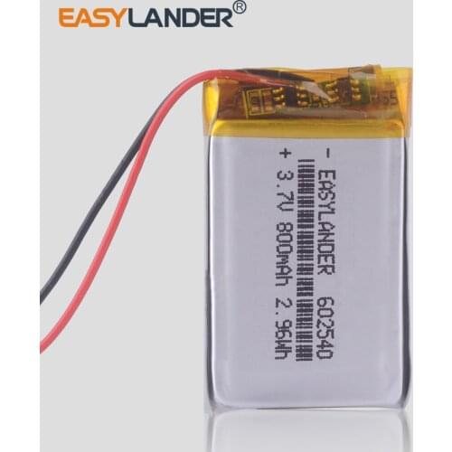 3.7V 800mAH 602540 Polymer lithium ion/Li-po Rechargeable battery for DVD,MP3,MP4,TOY,GPS,SMART WATCH,Led Lamp Bluetooth speaker