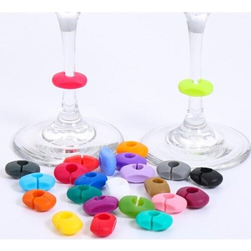 Red Wine Glass Markers Silicone Mix Colors Cup Labels Tag Signs Drinking Glass Identification