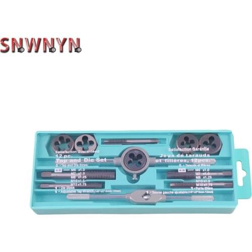 Tap Die Set Hand Tools Taps Wrench Alloy Metal 20pcs High Carbon Steel Metalworking Diy Kit Screw Threading M3-M12 For Car