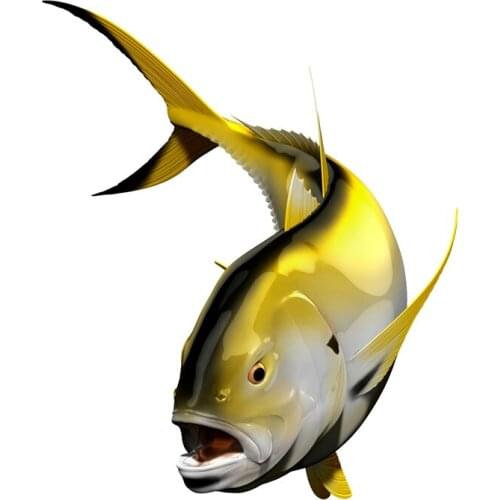 LLY-0446 Personality Car Sticker Crevalle Jack Fish 3d Modeling Decal PVC Cars Waterproof Self-adhesive Exquisite Decals Decor