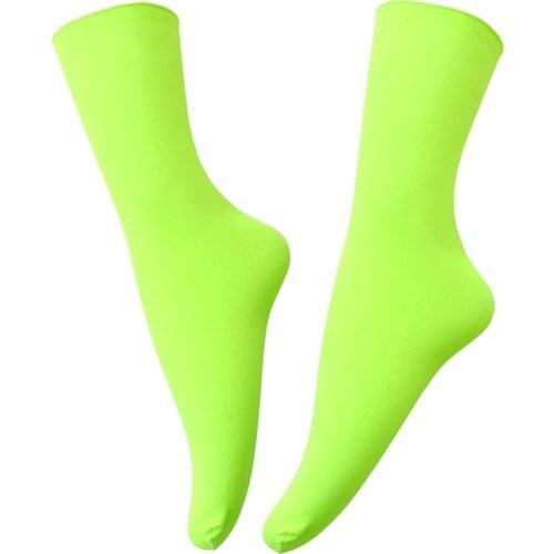 Neon Socks For Women 2020 Fashion Streetwear Harajuku Calcetines Candy Color Cute Socks Korean Style Women Sock Yellow Orange