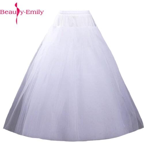 2017 New White Long Adjustable Petticoat for A-line Wedding Party Dresses Crinoline Underskirt saiote de noiva withour Hoop