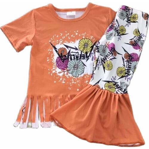 2021 New Summer Kids Clothes Flower Cartoon Print Childrens Clothing Boutique Wholesale 2pcs Set Girl Boy Outfits