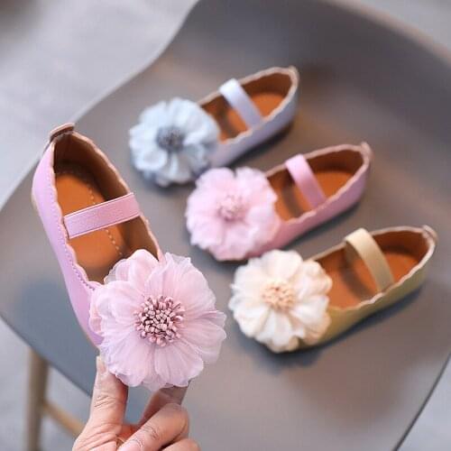 New Childrens Leather Shoes Fashion Soft Bottom Girls' Shoes Korean Flower Baby Princess Shoes Flat Sole Single Shoes