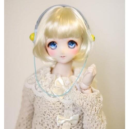 New 9-10"1/3 22~24CM BJD SD Doll Wig Milk gold/Pink/Brown mushroom head Short hair