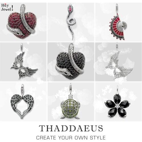 Pendant Black Heart Snake,2019 Brand Fashion Vintage Jewelry 925 Sterling Silver Europe Bijoux Accessories Gift For Woman