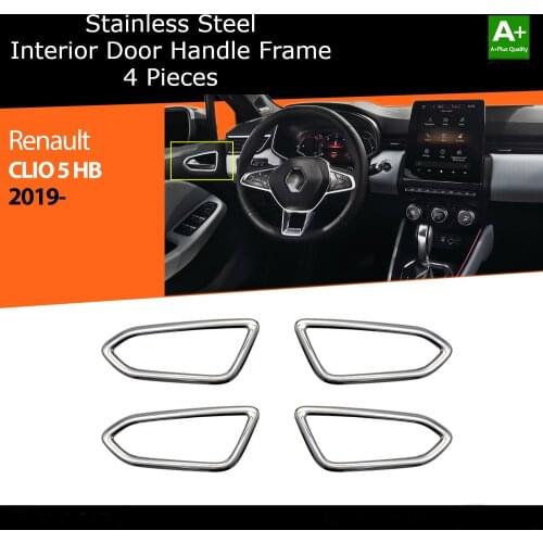 Roxform Chrome Interior Door Handle Frame 4 Piece Stainless Steel Car Interior Accessories Tuning For Renault Clio 5 2019 2020 2021